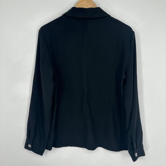 OAK + FORT Oversized Blouse Long Sleeve Button Up Shirt Top Shacket Black - Picture 8 of 14